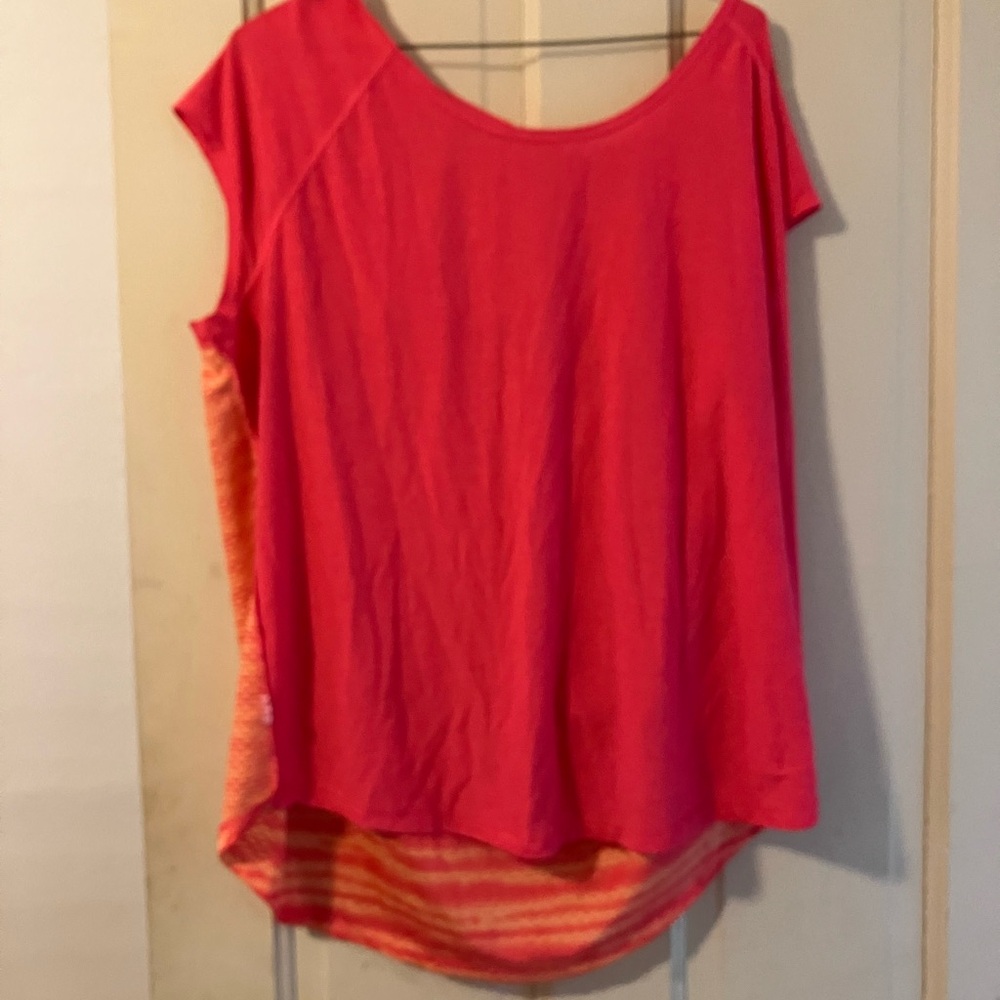 MTA Sport Red Asymmetrical Cap Sleeve T-Shirt